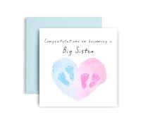 Huxters New Baby Boy Girl Big Sister of Twins Card Congratulations Welcome to the World Little Ones - 14.8cm (Baby Boy Girl Big Sister of Twins)