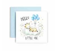 Huxters New Baby Boy Greetings card - Welcome to the World baby Boy Giraffe Congraulations Celebration Hello Little One - 14.8cm (Boy Giraffe)