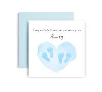 Huxters New Baby Boy Twin Card New Twin Aunty Congratulations - Welcome to the World Little Ones - 14.8cm (Baby Boy Twin Aunty)