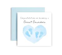 Huxters New Baby Boy Twin Great Grandma Card Congratulations - Welcome to the World Little Ones - 14.8cm (Baby Boy Twin Great Grandma)