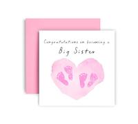Huxters New Baby Girl Big Sister of Twins Card Congratulations Welcome to the World Little Ones - 14.8cm (Baby Girl Big Sister of Twins)