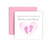 Huxters New Baby Girl Card New Auntie and Uncle Congratulations - Welcome to the World Little One - 14.8cm (Baby Girl Auntie and Uncle)