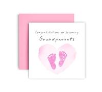 Huxters New Baby Girl Card New Grandparents Congratulations - Welcome to the World Little One - 14.8cm (Baby Girl Grandparents)