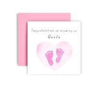 Huxters New Baby Girl Card New Uncle Congratulations - Welcome to the World Little One - 14.8cm (Baby Girl Uncle)