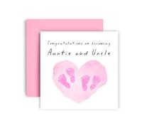 Huxters New Baby Girl Twin Auntie and Uncle Card New Baby - Welcome to the World Little Ones - 14.8cm