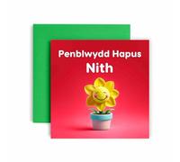 Huxters Penblwydd Hapus Card for Nith - Welsh Daffodil Funny Birthday Greetings for Niece - 14.8cm (Nith)