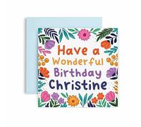 Huxters Personalised Birthday Card for Her - Christine Floral Birthday Cards for Women and Best Friend - Personalised Card for Daughter, Sister or Auntie - Gift cards for women (Christine)