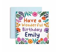 Huxters Personalised Birthday Card for Her - Emily Floral Birthday Cards for Women and Best Friend - Personalised Card for Mum or Daughter Sister or Auntie - Gift cards for women (Emily)