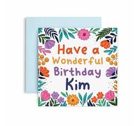 Huxters Personalised Birthday Card for Her - Kim Floral Birthday Cards for Women and Best Friend - Personalised Card for Mum or Daughter Sister or Auntie - Gift cards for women (Kim)