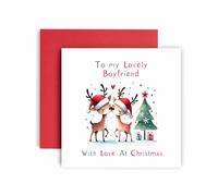 Huxters Reindeer Christmas Card for Boyfriend from Girlfriend Christmas Reindeer - Christmas card for him and Men - 14.8cm (Boyfriend)