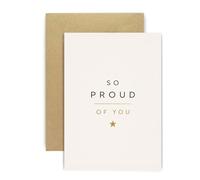 Huxters “So Proud of You” Congratulations Card - Elegant Minimalist Achievement Card for Her or Him - Thoughtful Greeting Card for Graduation, Exam Results, New Job or Promotion (Star)