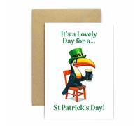 Huxters St Patricks Day Card for Him - Funny Toucan drinking a Pint of Beer Design - Paddy's Day humour - Irish Guinness Joke - It's A Lovely Day for St Patrick's Day