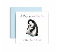 Huxters Sweet Auntie Happy Birthday Card - Auntie's Hugs are the Best - Mother's Day Penguin - Gift Card for Her Card for Auntie - 14.8cm (Auntie)