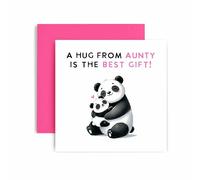 Huxters Sweet Aunty Happy Birthday Card - Aunty's Hugs are the Best - Mother's Day Panda - Gift Card for Her Card for Aunty - 14.8cm (Aunty)