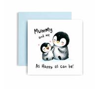 Huxters Sweet Mummy Happy Birthday Card - Mummy and me As Happy as Can Be - Mother and me Day Penuin - Gift Card for Her Card for Mummy - 14.8cm (Mummy)