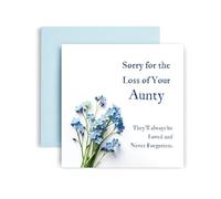 Huxters Sympathy Card for Aunty Condolences Thinking of You Losing Your Aunty Forget Me Not Flowers - 14.8cm (Aunty)