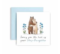 Huxters Sympathy Card for Step-Daughter Condolences Thinking of You Losing Your Step-Daughter Sending Hugging Bears Never Forgotten - 14.8cm (Step-Daughter)