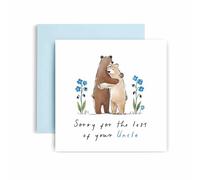 Huxters Sympathy Card for Uncle Condolences Thinking of You Losing Your Uncle Sending Hugging Bears Never Forgotten - 14.8cm (Uncle)