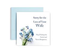 Huxters Sympathy Card for Wife Condolences Thinking of You Losing Your Wife Forget Me Not Flowers - 14.8cm (Wife)