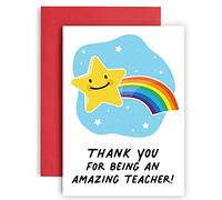 Huxters Thank You Teacher Card - Thank You Greeting Cards - Appreciation Gifts - Ideal for Leaving Teachers and Teaching Assistants TA - A5 (Amazing Teacher)