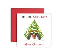 Huxters To The One I Love at Christmas Card for him- Penguin Christmas Card Love for her- 14.8 x 14.8cm Square - Christmas Card Ideal for Boyfriend - Husband - Wife - Girlfriend - love, Well Wishing