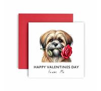 Huxters Valentines Card from the Dog - Lhasa Apso - Happy Valentines to Dog Mum and Dog Dad - Dog Best Friend (Lhasa Apso)