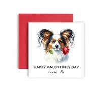 Huxters Valentines Card from the Dog - Papillon - Happy Valentines to Dog Mum and Dog Dad - Dog Best Friend (Papillon)