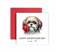 Huxters Valentines Card from the Dog - Shih Tzu - Happy Valentines to Dog Mum and Dog Dad - Dog Best Friend (Shih Tzu)