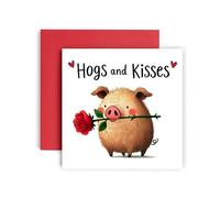 Huxters Valentines day card for Boyfriend and Girlfriend Wife Husband Hogs and Kisses - Card for - 14.8cm (Valentines)