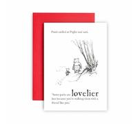 Huxters Valentines Day Card - Pooh and Piglet Valentine's Anniversary Love - Some Paths are Lovelier just because you're Walking them with a Friend - Card for Him Her