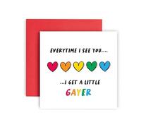 Huxters Valentines for Gay Men Lesbian - Funny I Get Gayer when I See You Card for him Men - Husband Wife Valentines 14.8cm