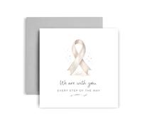 Huxters We Are With You Lung Cancer Support Card - Pearl Ribbon Awareness Design - Thoughtful Encouragement Greeting Card for Someone Facing Cancer Chemo Support for Family Member (Lung Cancer)