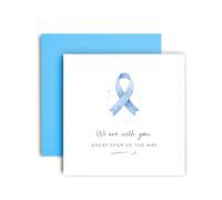 Huxters We Are With You Prostate Cancer Support Card - Blue Ribbon Awareness Design - Thoughtful Encouragement Greeting Card for Someone Facing Cancer Chemo Support for Family Member (Prostate Cancer)