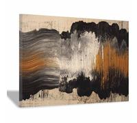 HUYEEI Abstract Canvas Wall Art Gold-Gray Waves Pictures,Modern Minimalist Paintings Prints,for Home Bedroom Office Decoration Living room Wall Decor(camel117)-60x80cm Framed