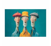 HUYEEI Abstract Canvas Wall Art Three figures Pictures,Modern Minimalist Paintings Prints,for Home Bedroom Office Decoration Living room Wall Decor(blue177)-60x90cm Unframed