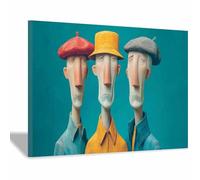 HUYEEI Abstract Canvas Wall Art Three figures Pictures,Modern Minimalist Paintings Prints,for Home Bedroom Office Decoration Living room Wall Decor(blue177)-20x30cm Framed