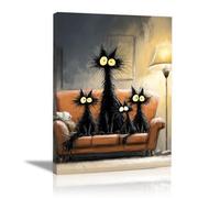 HUYEEI Animal Canvas Wall Art, A group of cats, Painting art prints and posters, Suitable for Bathroom Bedroom Living Room Corridor Office Decor(black)-60x90cm Framed