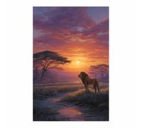 HUYEEI Animal Canvas Wall Art Evening Swamp Lions posters & prints, Suitable for Living Room Bathroom Bedroom Home Wall Decoration(brown99)-70x100cm Unframed