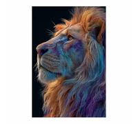HUYEEI Animal Canvas Wall Art Lions withs Heads Raised posters & prints, Suitable for Living Room Bathroom Bedroom Home Wall Decoration(brown144)-60x80cm Unframed