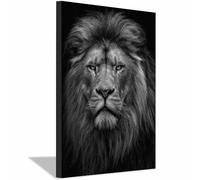 HUYEEI Animal Canvas Wall Art Majesticsss s Lions posters & prints, Suitable for Living Room Bathroom Bedroom Home Wall Decoration(black and white154)-70x100cm Framed