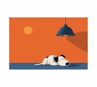 HUYEEI Animal Dog Canvas Cartoon-Style Lying Down Funny Animal Picture Print Artwork The, For Home Modern Living Room Bedroom Decoration(orange156)-20x30cm Unframed