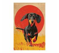 HUYEEI Animal Dog Canvas Dog running in the sun Funny Animal Picture Print Artwork The, For Home Modern Living Room Bedroom Decoration(black31)-40x60cm Unframed