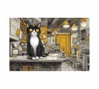 HUYEEI Animal Wall Art, Sit in the shop, animal wall art prints, Suitable for living room, bedroom, Apartment Corridor Office etc.(yellow)-80x120cm Unframed