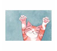 HUYEEI Animals Canvas Print Picture, Cats raising their hands, wall art prints Suitable Painting Poster Home Office Kitchen Gallery Corridor Bathroom Wall Decor(orange)-50x70cm Unframed