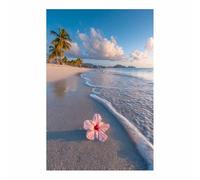 HUYEEI at Sea Ocean Painting Flowers resting ons the shore Seascape Wall Pictures Modern for Bedroom Office Decoration Room Home Decor Works(blue)-60x80cm Unframed