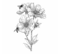 HUYEEI Black And White Posters Flower sheltering bee Gray Abstract Painting, canvas prints wall art, Bedroom Bathroom Apartment Living Room Decor etc(Black and white)-60x80cm Unframed