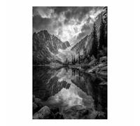 HUYEEI Black And White Posters The Mountain Reflected in the Lake Gray Abstract Painting, canvas prints wall art, Bedroom Bathroom Apartment Living Room Decor etc(black and white)-60x80cm Unframed