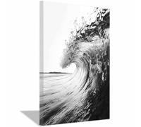 HUYEEI Black And White Posters Waves roll through emptiness Gray Abstract Painting, canvas prints wall art, Bedroom Bathroom Apartment Living Room Decor etc(Black and white)-60x80cm Framed