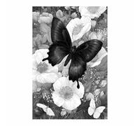HUYEEI Black and White Wall Art Pictures Butterflies Resting ons Flowers canvas artwork for wall, apartment For Farmhouse, Office, Living Room Decor etc(black and white)-60x90cm Unframed