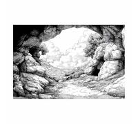 HUYEEI Black White Abstract Art Canvas Paintings Cave exterior Grey Neutral Wall Art for Living Room, For Bathroom Hallway, bedroom etc.(black and white100)-60x90cm Unframed